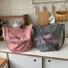 Women Shoulder Bags - 灰色粉字母 - 查看 6