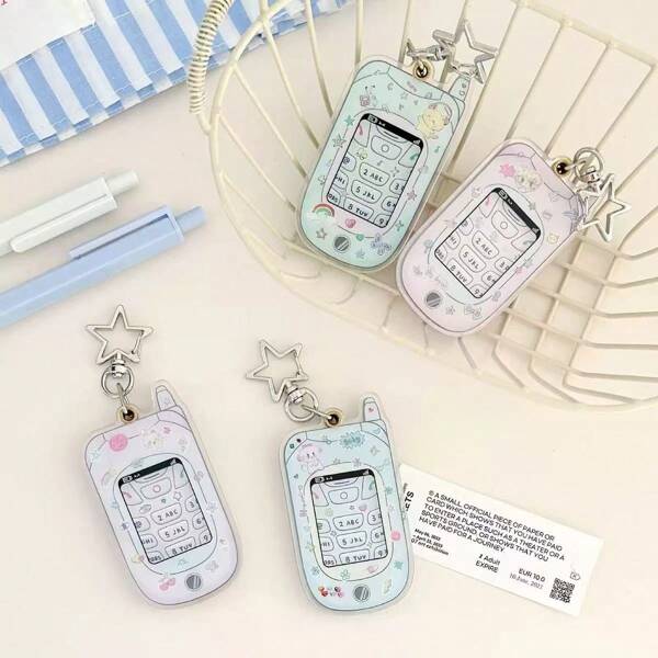 1pc - 2025 New Mini Cute Cartoon Little Smart Keychain Photo Frame (No Photo Included) - Holiday Gift - Christmas Gift - Halloween Gift - Perfect Gift - Gift