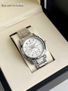 1 件男士石英钢带日期手表，高端奢华手表，理想的男士礼物