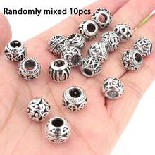 10/20/50 件混合古银隔珠散珠空心花丝珠合金珠隔珠适用于 DIY 项链手链珠宝制作配件 - 復古銀色 - 查看 13
