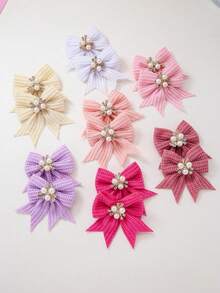 14件套水钻珍珠蝴蝶结发夹，优雅侧刘海夹，适合日常佩戴 - 彩色 - 查看 2