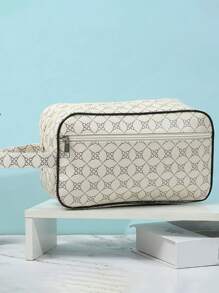 Bolso de mano, bolso de muñeca, bolso de tocador para hombre de gran capacidad, impermeable y ligero, adecuado para universidad, negocios, viajes, de piel de estilo retro y sencillo. Regalo perfecto para Navidad, Día de San Valentín, primavera o verano