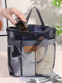 Grid Toiletry Organizer Bag, Outdoor Cosmetic Pouch, Travel Bag, Beach Toy Storage Bag - Multicolor - View 3