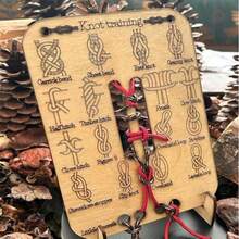 1 件带绳的打结训练板，初学者学习打结工具包，适用于钓鱼、徒步旅行、露营、户外活动打结游戏卡