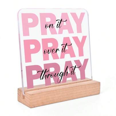 An Acrylic Pink "Prayer" Christmas Ornament - Inspirational Desk Accessory, Beautiful Religious Gift, Perfect Birthday Gift For Her, Home Office Decor, Collection Of Inspired Scriptures
