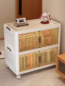 Thùng nhựa lưu trữ 4 lớp, hộp lưu trữ có thể xếp chồng lên nhau có nắp, hộp lưu trữ gấp có bánh xe có khóa cho phòng ngủ, phòng khách, phòng học, văn phòng, trang trí nhà cửa, lưu trữ tiệc tùng, lưu trữ Giáng sinh, lưu trữ năm mới - trắng - Xem 3