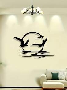 [Modern Metal Art] Modern Metal Wall Art - Sunrise & Seagulls | Unique Bird & Sunset Design, Perfect For Patio And Housewarming Gift