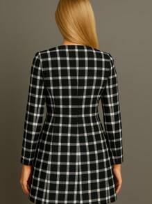 Plaid Overcoat Simple Casual Elegant Knitted Fabric Double Button Front Buttons Faux Buttons Women Evening Holiday Daily Birthday Party Formal & Evening Travel Tea Party Plus Size Green Purple Plaid Cardigan