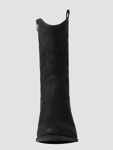 GLOBALWIN Women's Mid Calf The Western Cowgirl Boots Fashion Cowboy Boots For Women Chunky Low Heel Fall Boots Halloween Season - 19yy17black - 查看 7
