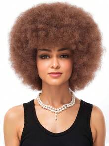 非洲风格卷发假发，蓬松短发，适合合成角色扮演，自然金发黑色 - 彩色 - 查看 11