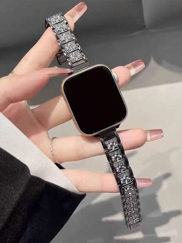1 Peça Pulseira de Aço Inoxidável com Strass para Ultra, Banda 49mm 46mm 45mm 44mm 38mm 40mm 41mm 42mm, Pulseira de Corrente de Metal Fashion Exquisita para Relógios , Pulseira para Séries 10 9 8 7 SE 6 5 4 3 2 1