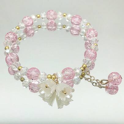 1pc Delicate Beaded Bracelet, Unique Design Ins Inspired Colorful Bead Bracelet For Women, Suitable For Daily Wear, Date And Commuting