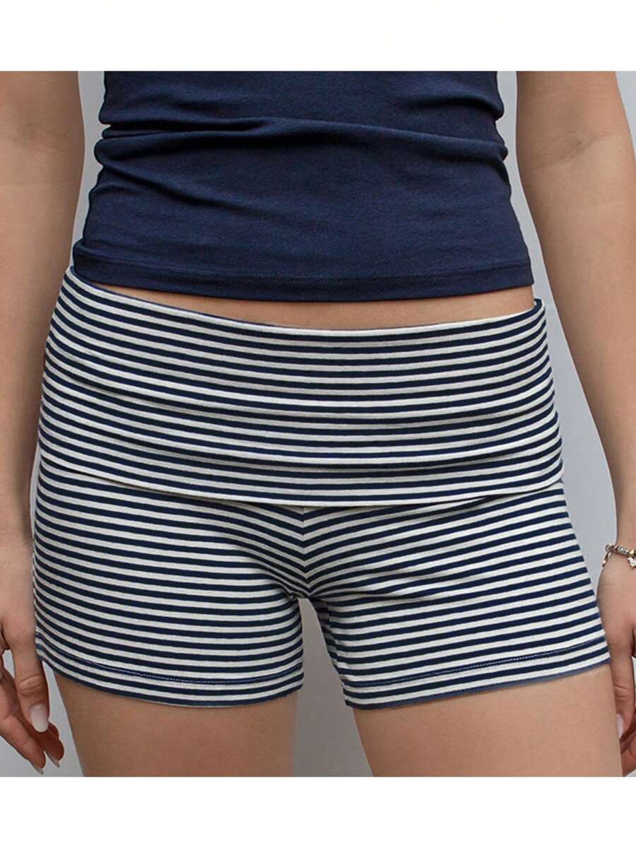 Women's Y2K Pajam Shorts Fold Over Low Rise Micro Shorts Solid/Leopard Print/Striped Lounge Shorts Slim Fit Comfy Shorts Summer Casual PJs Bottoms Cute Mini Shorts