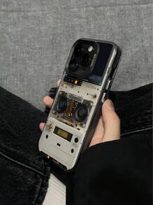 1 pieza Funda protectora para teléfono con diseño de radio retro y acabado mate anti-caídas, compatible con iPhone 11, 12, 13, 14, 15, 16 Pro Max, X, XS, XR, 16E, 15 Plus, y Galaxy A03, A05, A05S, A12, A14, A15, A32 4G/5G, A35, A52/A52s 5G, OPPO A16, A17, A36, A57 4G, A58 4G, A60, A78 4G, A94, A95
