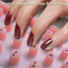 Keyboard Cover For Long Nails, 3D Raised Silicone Keyboard Cover Laptop Typing, Long Nails Art Keyboard-Cover, Compatible With Mac-Book Pro/Air 13"/14"/15"/16" 2021-2024, Pink/Green - ANSI Layout (US Version) - View 6