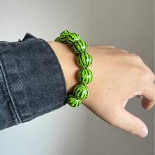 1 新款小众设计西瓜手链，夏季复古清新简约男女通用串珠手链，水果配饰，派对惊喜礼物 - 彩色 - 查看 5