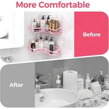 3 Pack Corner Shower Caddy Adhesive Organizer Pink  Adhesive Shower Organizer For Bathroom Storage, Rustproof Stainless Steel Shower Shelves, No Drilling, Space-Saving Shower Rack Shelf For Inside Shower, Pink - Pink - View 7