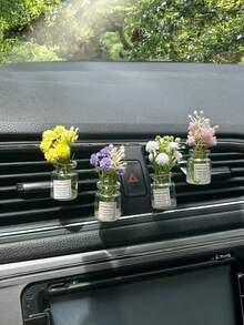 4件装汽车出风口仿真花空调夹香薰车内装饰车载香水香薰灯车用用品女 - 彩色 - 查看 10