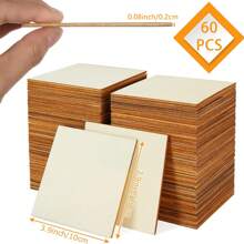 60 Stücke 10 cm/4 Zoll unfertige Holzquadrate - Premium Holzbrett DIY kreative Bastelutensilien - vielseitige Holzdekor Fliesen - komplettes Bastelset für Modellbau & Heimwerker Projekte