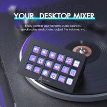 Stream Studio Controller ATTACK SHARK * A.JAZZ AKP153 Stream Studio Controller Keypad Type-C Wired With 15 Macro LCD Key&1 Side Screen Display Detachable Stand