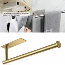 1pc Kitchen Tissue Holder Stainless Steel Nail Free, Hole Free Self-Adhesive Wall Mounted Metal Black American Style Toilet Roll Paper Holder