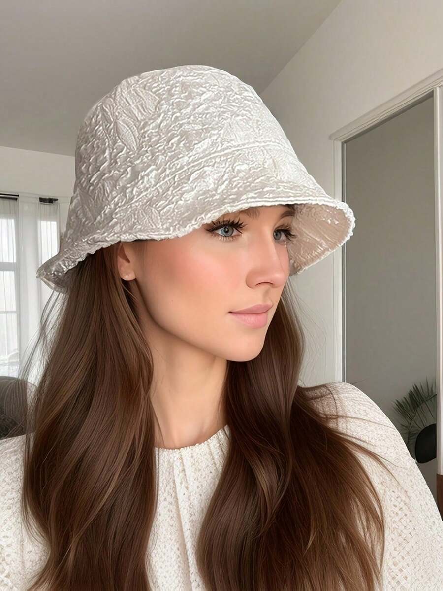 1 Pc Thin Pleated Bucket Hat For Women And Girls. Ideal For Summer Street Photography, It Serves As A Sunscreen And Sunshade Hat, Also A Bucket Hat For Ladies. - Multicolor - View 1