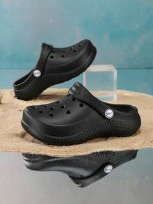 Sandalias transpirables gruesas y suaves de uso interior y exterior para niños, de estilo slip-on para el verano - Negro - Ver 1