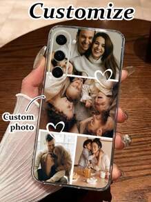 个性化DIY照片+姓名透明彩色喷绘加厚防摔保护手机壳，兼容 16/11/16pro/16plus/16promax/16e/15Promax/13/14/12/XS/XR/7G/8P，兼容三星Galaxy S25/S25PLUS/S25 Ultra/A16/A36/A26/A56/A50/A12，手机及配件，季节精选，时尚个性化手机壳，送给男友、女友、家人、朋友、祖父母、情侣，周年纪念日、生日礼物
