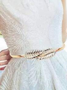 1 pieza Cinturón elástico de cintura ancha con hojas dobles, adecuado para vestidos, ideal para eventos formales de verano y fiestas