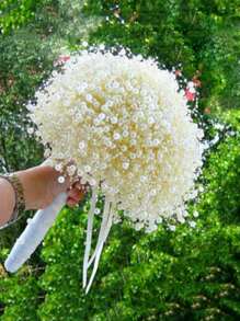 10m Baby's Breath 8+3 Beaded Fishing Line, Milky Color Faux Pearl Acrylic Beaded Chain, DIY Bouquet Decor, Bridal Headpiece Accessory