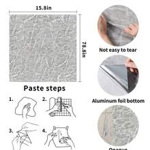 1 pieza Papel pintado impermeable y antióleo con diseño de mármol gris para decorar cocina, baño y muebles del hogar, adhesivo brillante, rodillo de papel pintado con patrón de mármol para renovar