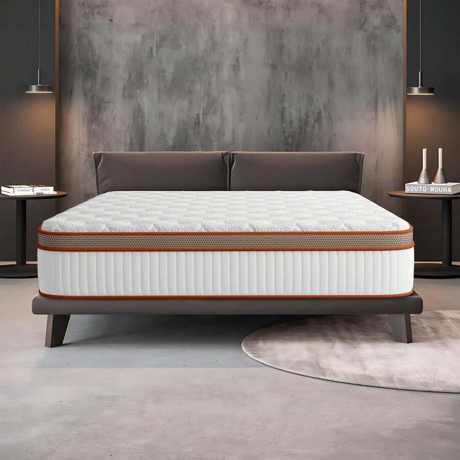 Matelas 140x200 cm - Épaisseur 25 cm - Ressorts ensachés - Mousse à mémoire de forme - Latex très épais - Confort ferme - 10 zones