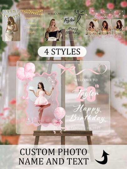 Customized Birthday Welcome Sign, Kick Off Dream Party. 4 Elegant Styles To Choose From, Suitable For Various Themes. Customize Photos, Names And Text To Create Exclusive Birthday Ceremony. Make Every Birthday Moment Memorable.,Art Activities For Children