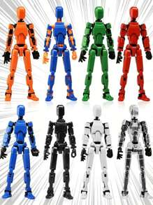 1 Set DIY Multi-Joint Movable Figure Model Toy Lucky 13, Mechanical Style Robot Toy, Creative Gift (Self-Assembly), Can Create Various Difficult Movements, Includes: Model + 3 Hands + 4 Weapons + 2 Wings + Model Stand