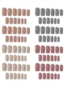 96 pezzi/Box Cofano opaco da applicare a pressione N Cover Copertura completa Nails False Misti Dimensioni Solide Color Extension Capsule Ovali Accessori Fai-da-te