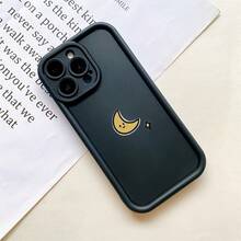 Cartoon Sun Moon Black And White Couple TPU Anti-Drop Mobile Phone Case For 16 15 14 13 12 11 PROMAX PLUS Full Soft Case Anti-Drop XS/ XR/ 7/ 8PLUS/ SE2/ SE3 Couple Simple