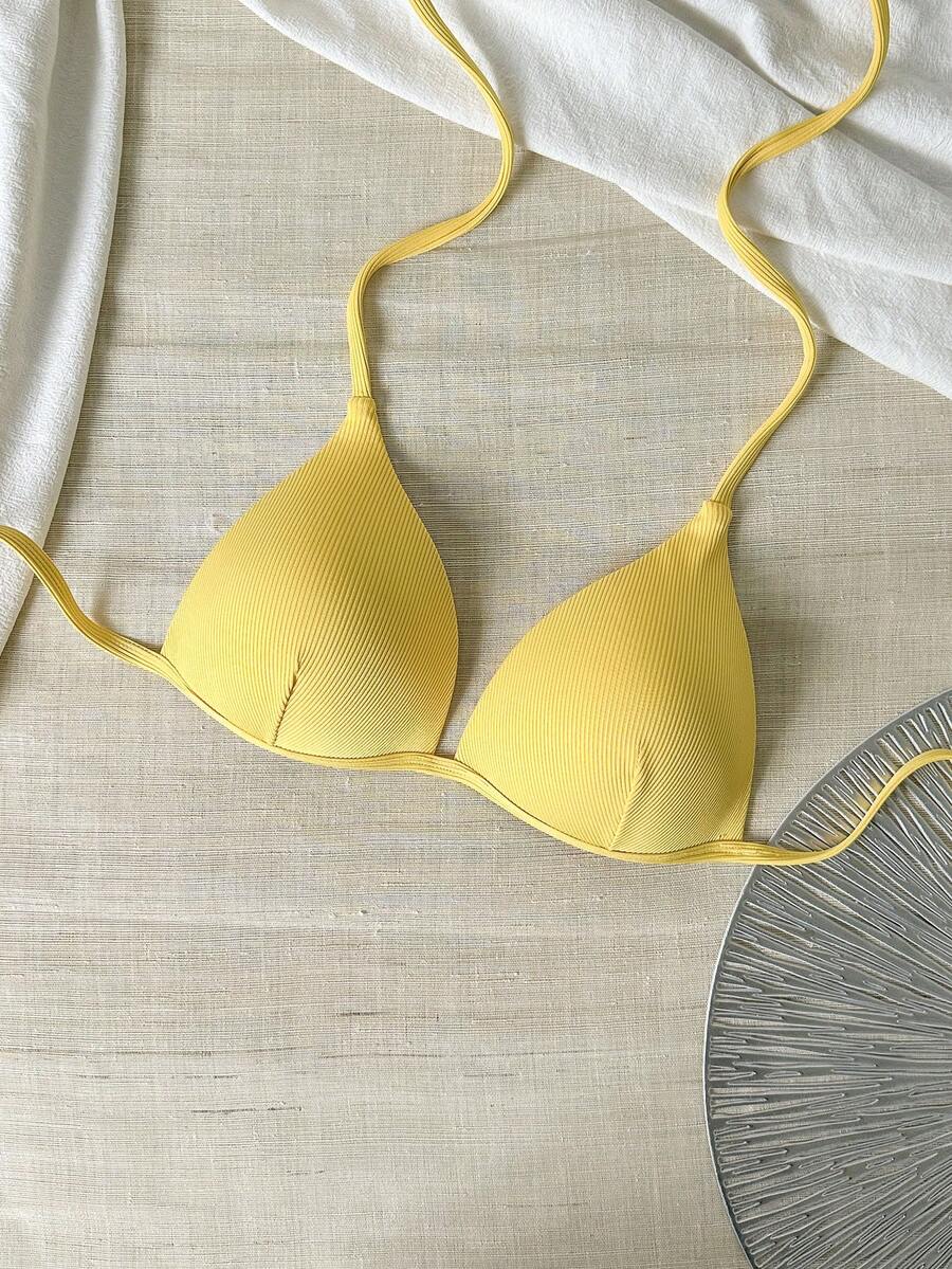 Áo croptop kẻ sọc vàng, kiểu dáng thường ngày, thích hợp cho lễ tốt nghiệp/Ngày Độc lập, đi nghỉ mát, đi biển, mùa hè. - Kem - Xem 1