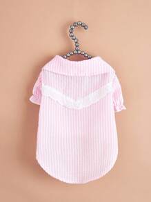 1pc Adorable Pet Dog Striped Shirt, Fashionable & Cute INS Style Teddy Shirt, Washable No-Pilling Fabric
