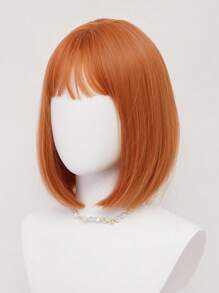 XYUNMI Blonde Bob Wig Short Straight With Bangs 12 Inch Lightweight Breathable Women's Heat Resistant Synthetic Wig For Daily Wear Party Role Play Beautiful Natural Lively Cute Short Hair
