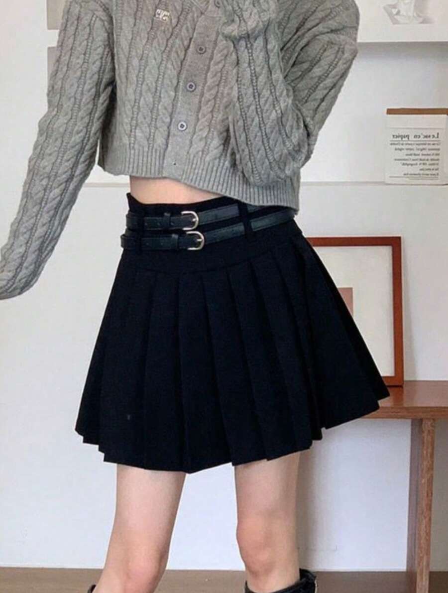 Solid Color Pleated Culottes, Bring Your Own Shorts - Pink - View 1