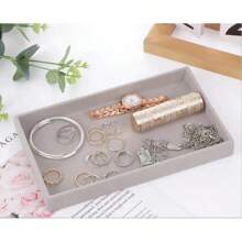 1 Stück / 6 Stück grau Flanell Tablett Schmuckablage, Samt Schmuck Präsentationsständer, stapelbares luxuriöses Schmuckstativ, tragbare Ring Ohrring Halskette Aufbewahrungsbox, Schmuckbox Zubehör, Haarbeutel, Tablett Dekoration, Tablett Haaraccessoires für Frauen Aufbewahrungsorganizer, Reiseessenziale, Geschenk
