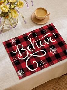 1/2/4/6/8pcs Christmas Digital Print Placemats, Red Holiday Pattern Printed Placemats For Table Decoration, Applicable For Daily, Festival, Party, Birthday, Wedding, Banquet, Kitchen, Dining Room And Other Home Decor - Multicolor - View 26