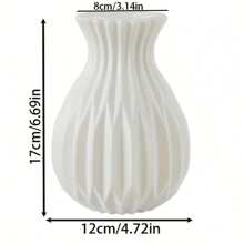 1 Stück Vase im Boho-Stil mit Streifen aus Kunststoff, elegantes Weiß - perfekt für Wohnzimmer, Arbeitszimmer, Weinregal Dekoration, multifunktionale Heimdekoration | Moderne Dekorationsstück | Stabile Kunststoffvase, dekorative Vase