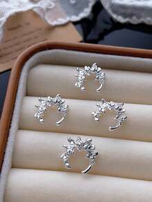 10/24/48颗3D立体优雅银色鹿角、蝴蝶结、星星、蝴蝶结美甲装饰，闪亮白色水晶水钻奢华弧形美甲饰品，合金DIY美甲宝石，适用于亚克力美甲贴纸、手机壳、鞋子、衣服、包包、美甲用品等。 - 彩色 - 查看 21