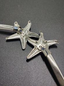 1 件女式海星扣金属弹力腰链，百搭装饰腰带，适合连衣裙、夹克、裤子，适合休闲、派对、万圣节