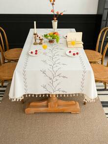1pc Floral Embroidered Tablecloth, French Luxury Minimalist Style For Kitchen, Suitable For Festivals, Gatherings, Birthday Parties, Dining Table Decor, Home Decor (Multiple Sizes Available) - Multicolor - View 1