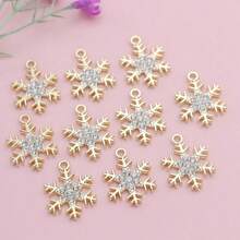 10pcs Gold Color Snowflake Christmas Charm For Jewelry Making Necklace Earrings Bracelet Accessories DIY - Snowflake - View 6