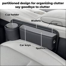 2 Packs Car Seat Gap Filler Organizer, Car Seat Organizer, Seat Gap Storage Box With Cup Holders For Drink, Car Leather Cup Holder Gap Bag Front Seat For Holding Phone, Sunglasses,Keys, Cards(Black)