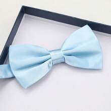 1pc Men's Solid Color Versatile Polyester Bow Tie, Suitable For Daily Wear And Wedding/Party - Baby Blue - View 2