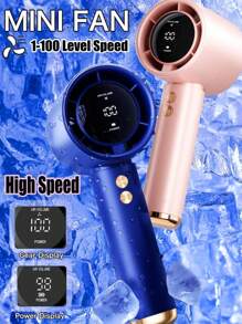100 Wind Speed Portable Handheld Turbo Fan Display Screen 100 Wind Speeds Adjustable Mini USB Charging Handheld Fan Desktop Small Fan Electric Fan Portable And Simple Outdoor Small Fan